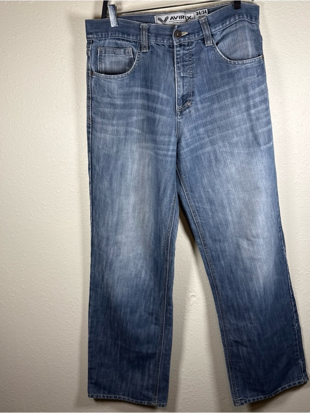 Y2K Avirex Wide Leg Jeans Men’s 34x32 Embroidered Pocket